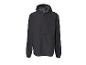 Schwarze Kapuzen-Anorakjacke mit Reißverschluss am Kragen.