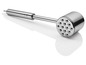 Ein Fleischhammer aus Edelstahl mit einem runden Kopf.