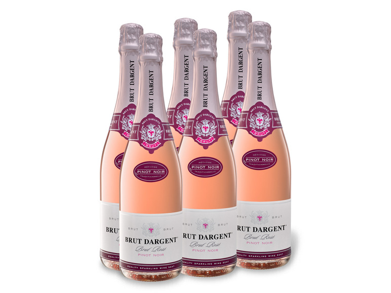 6 x 0,75-l-Flasche Weinpaket Brut Dargent Pinot Noir rosé brut, Schaumwein