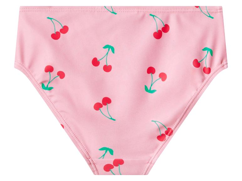 Rosa Kinder-Bikinihose mit Kirschmuster.