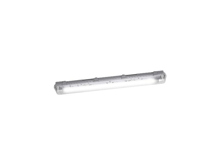 Graue, lange LED-Leuchte mit weißem Licht.