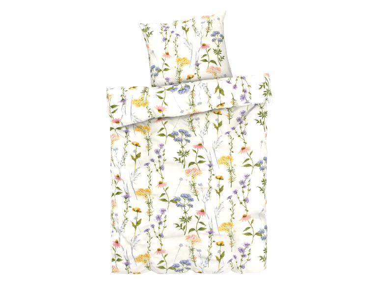 Blumen Bettwäsche: Bettbezug und Kissenbezug mit Blumenmuster.