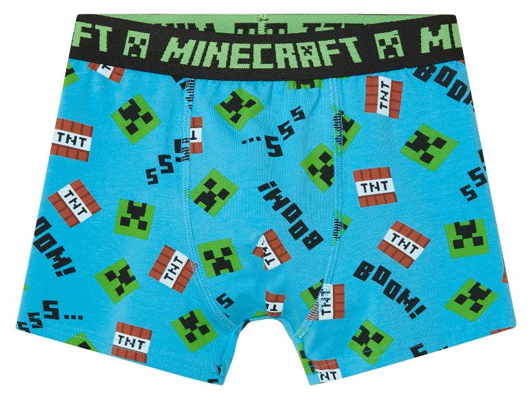 Minecraft-Boxershorts für Kinder mit Creeper- und TNT-Motiv.