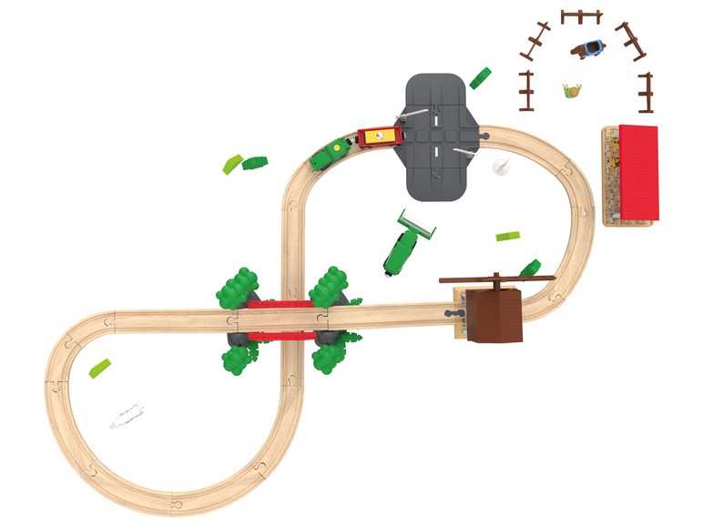 Gehe zu Vollbildansicht: Playtive Eisenbahn-Set, aus Echtholz, mit liebevoll gestalteten Stationen - Bild 7