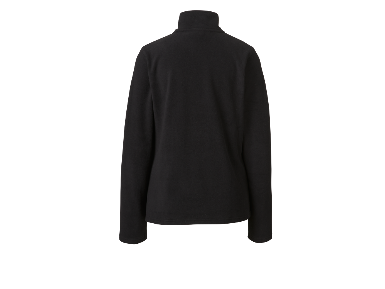 Schwarzes Fleece-Oberteil für Damen, Rückansicht.