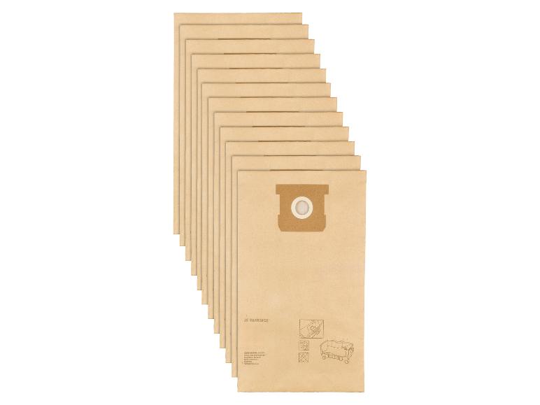 Zehn Parkside Staubsaugerbeutel aus Kraftpapier.