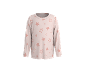 Hellrosa Kinder-Langarmshirt mit Sternenmuster.