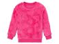 Ein rosa Fleece-Sweatshirt mit Herz-Muster.