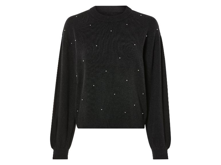 Schwarzer Pullover mit Strasssteinen.