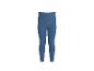 Blaue Jeggings mit orangefarbenen Nähten.