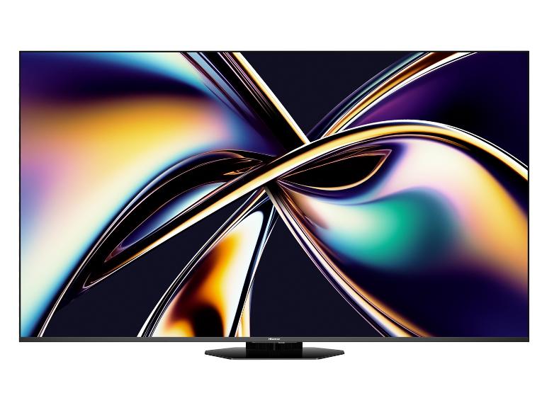 Flachbildfernseher mit einem abstrakten, farbenfrohen Bild.