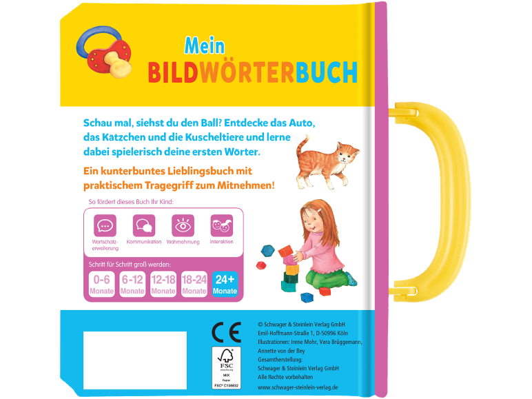 Bilderbuch für Babys mit Tragegriff, um erste Wörter zu lernen.