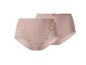 Zwei Paar beige Höschen mit Spitze.