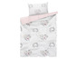 Weißer Bettbezug mit rosa Kissenbezug, Blumenmuster in Herzform