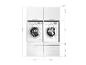 Waschmaschinen- und Trockner-Set mit Schränken und Schubladen, Maße 200x67,4 cm.