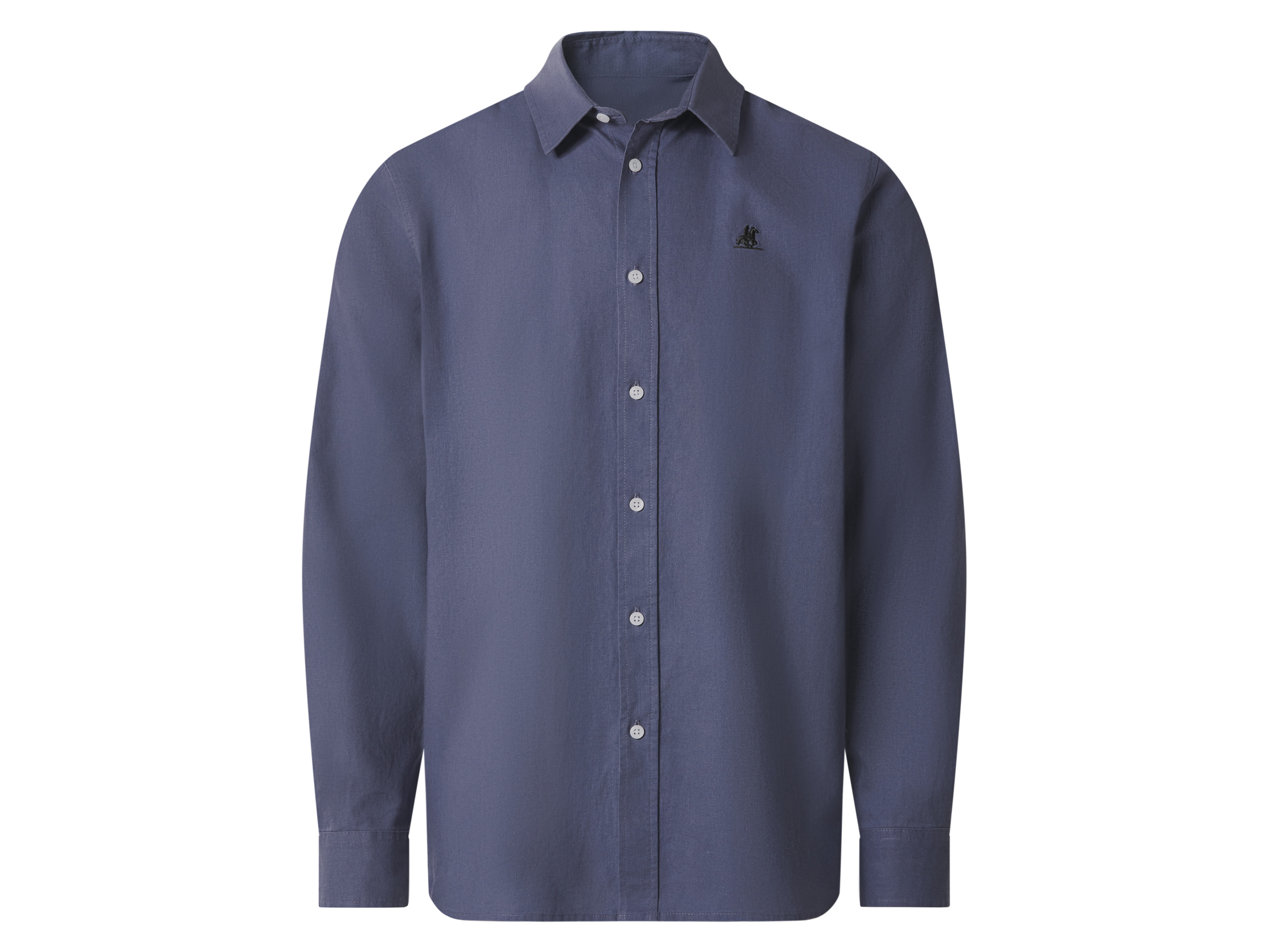 ESMARA MEN x U.S. Grand Polo Herren Hemd mit Leinen (Blau, L (52/54))