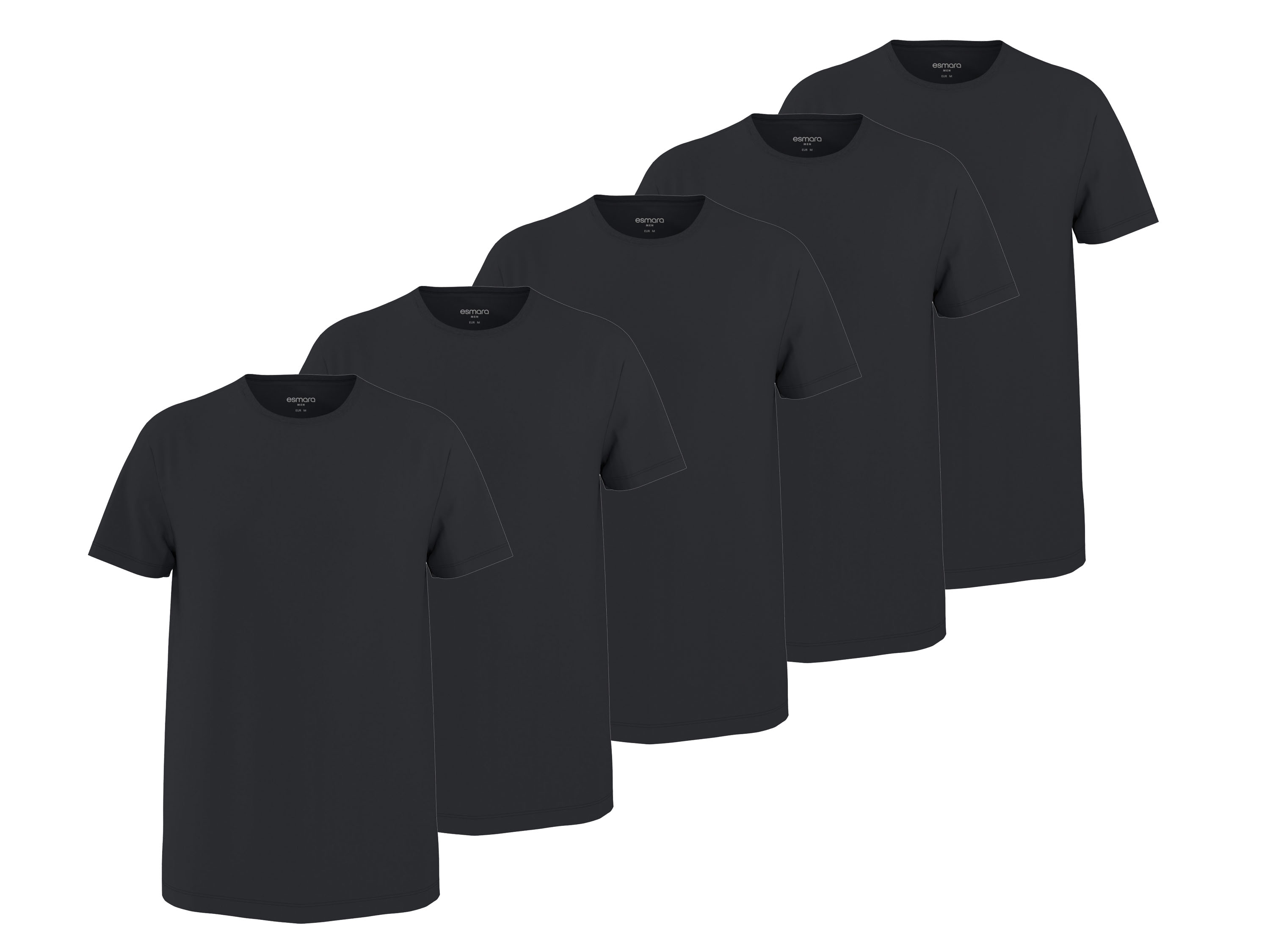 ESMARA MEN Herren T-Shirt, 5 Stück (Schwarz, L (52/54))