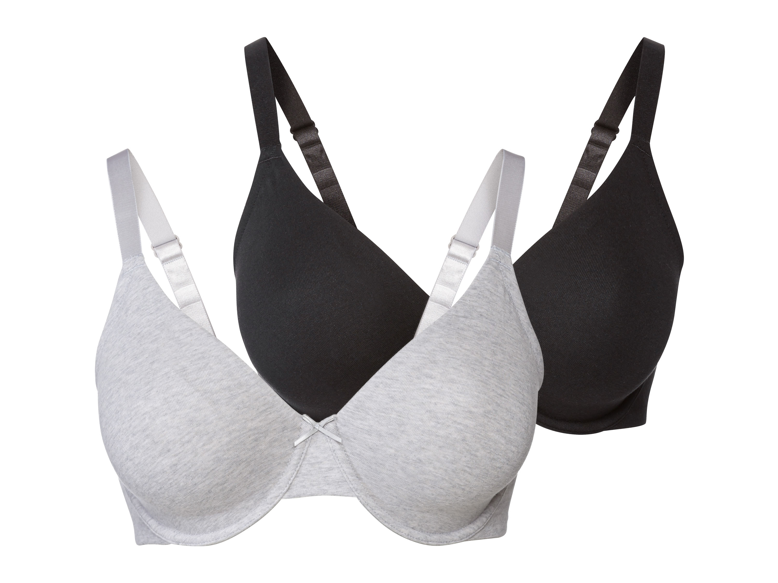 esmara® Damen Bügel BH gemouldet, 2 Stück (90D, schwarz/hellgrau) | 04334036088043