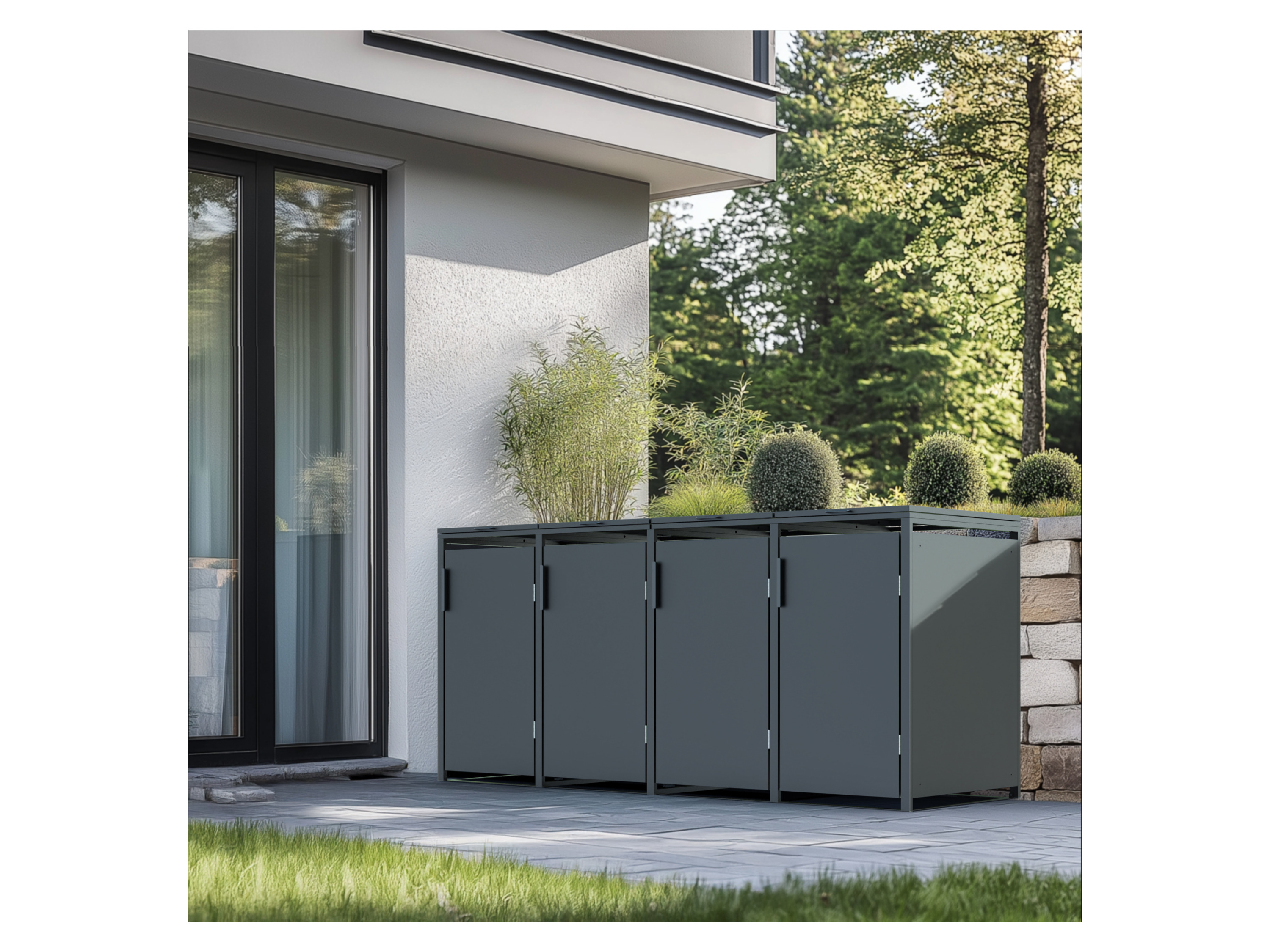 PLATS® Mülltonnenbox (ca. 265 x 80 x 116 cm, 4er, Anthrazit) – Bild 2 von 4