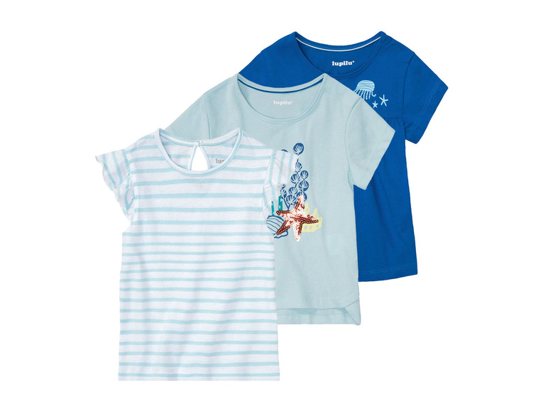 Gehe zu Vollbildansicht: lupilu® Kleinkinder Mädchen T-Shirts, 3 Stück, aus reiner Baumwolle - Bild 9