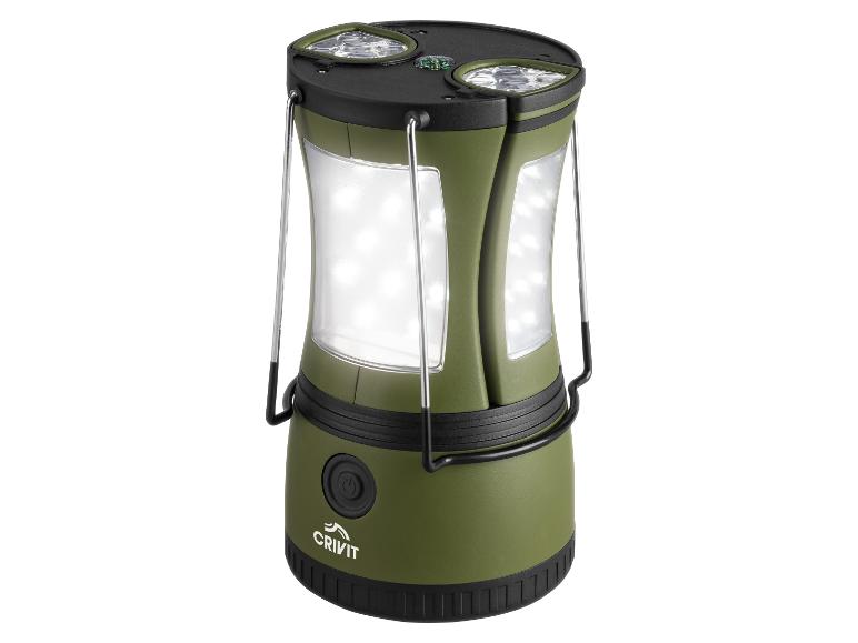 Grüne Crivit LED-Laterne mit integriertem Kompass.