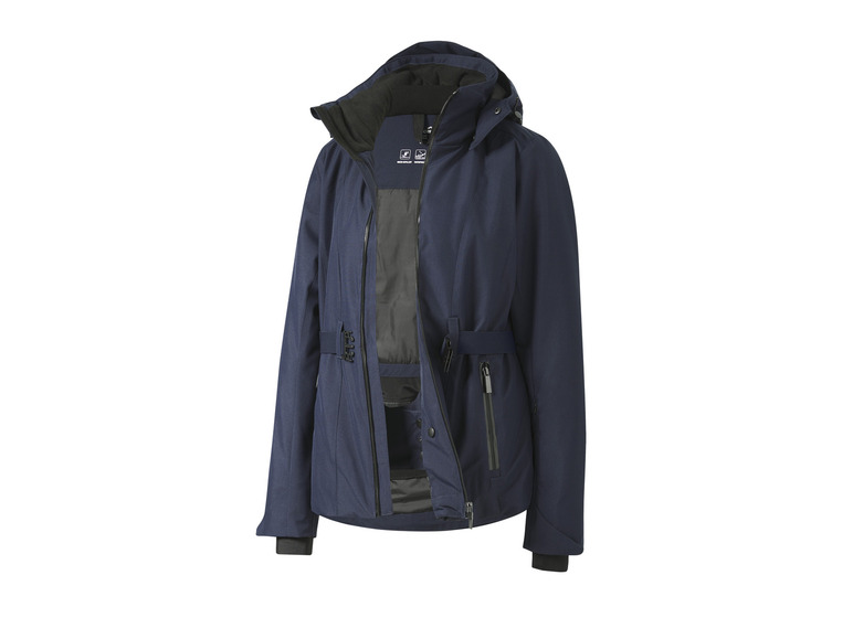 Eine dunkelblaue Jacke mit Kapuze, geeignet für Outdoor-Aktivitäten.