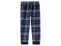 Blaue karierte Schlafhose.