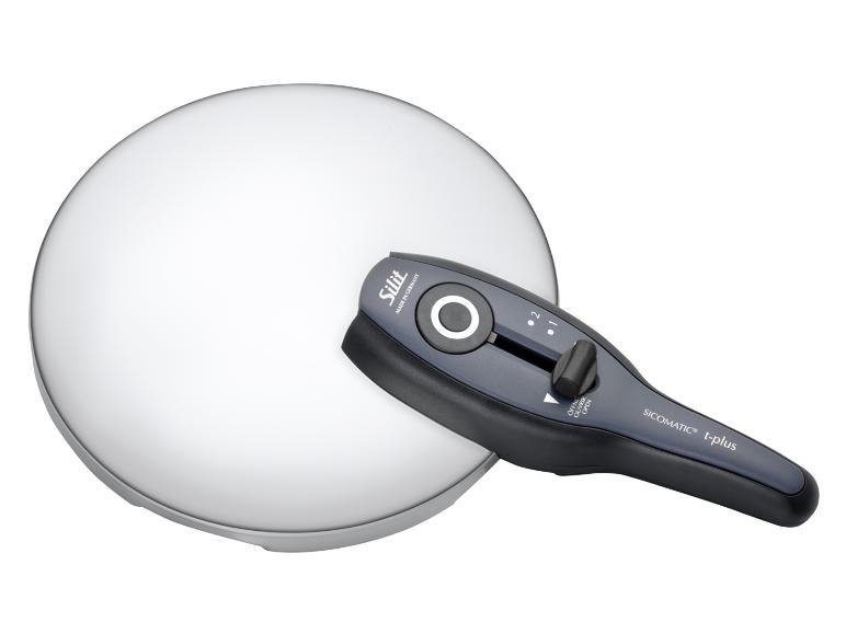 Silit Sicomatic t-plus Schnellkochtopfdeckel auf weißem Hintergrund