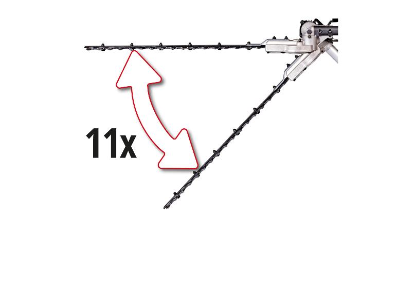 Heckenscherenmesser mit 11 einstellbaren Positionen für vielseitiges Trimmen.