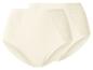 Zwei cremefarbene Damen-Slips mit Spitzendetails an den Seiten.