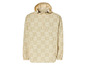 Beige Jacke mit Kapuze mit einem Allover-Druck des Lidl-Logos.