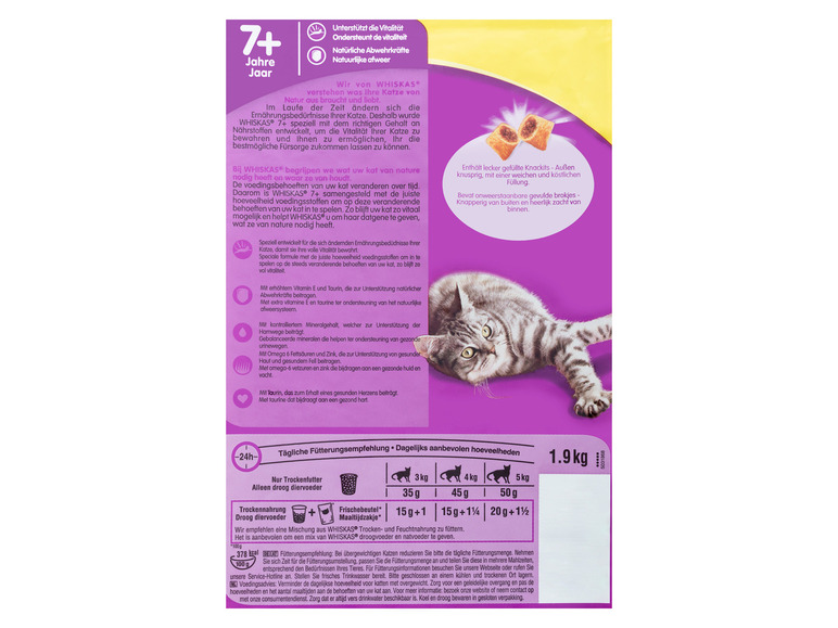 Gehe zu Vollbildansicht: Whiskas Katzentrockenfutter 7+ mit Huhn, 3 x 1,9 kg - Bild 4