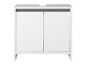 Weißer Badezimmerschrank mit zwei Türen.