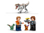 LEGO Jurassic World mit zwei Minifiguren, einem großen Dinosaurier und kleinen Dinosauriern.