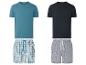 Pyjamas: T-Shirts und Shorts in Karos und Streifen.