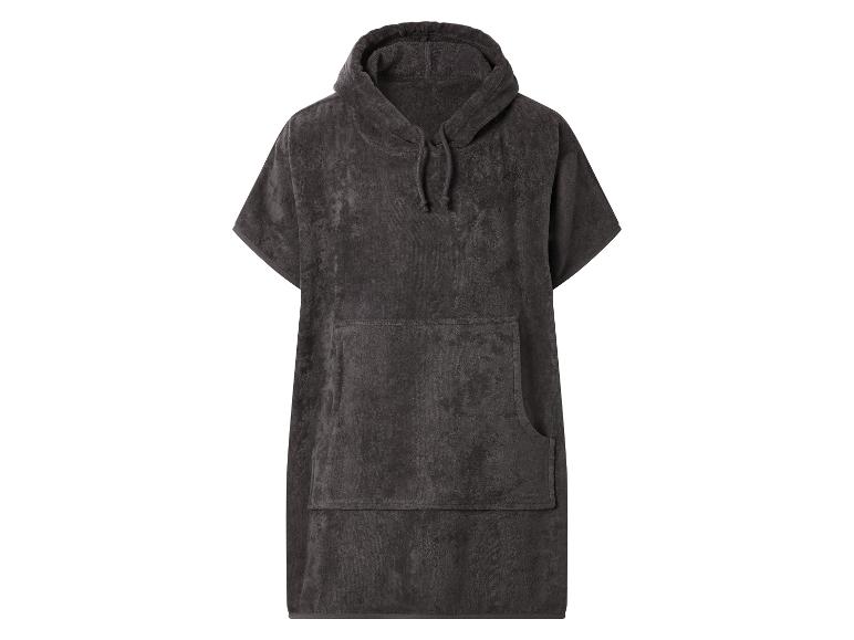 Dunkelgrauer Handtuch-Poncho mit Kapuze und Tasche