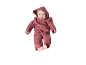 Baby in rosa Fleece-Overall mit Kapuze