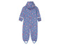 Blauer Regenoverall mit Blumenmuster für Kinder.