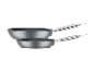Set aus 2 GSW Gastro Quick Pfannen in Grau mit dunkler Innenseite und Metallgriffen.