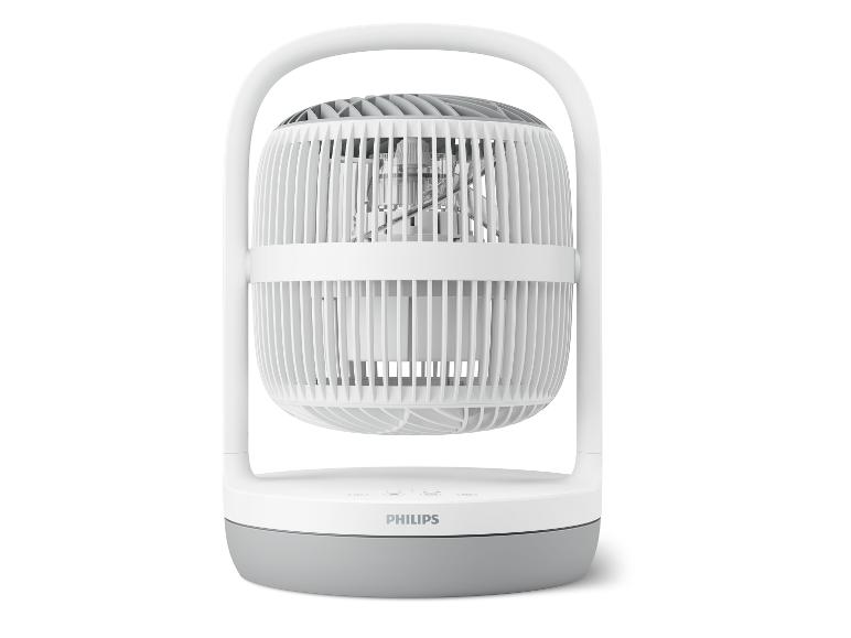 Philips weißer und grauer Tischventilator mit Griff