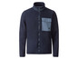 Dunkelblaue Fleecejacke mit Reißverschluss und großer Tasche.