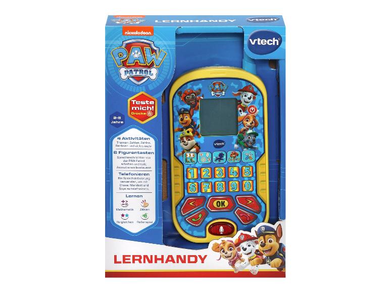 Paw Patrol Lernhandy mit 4 Aktivitäten und 6 Figurentasten.