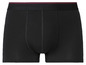 Schwarze Boxershorts mit dunkelrotem Bund.