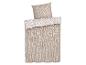 Bettwäsche-Set mit beigem und weißem geometrischem Muster.