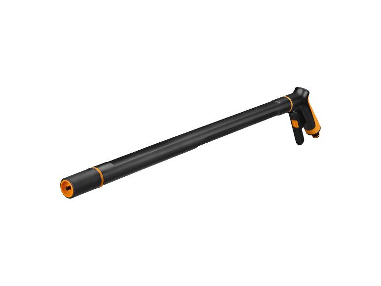 Schwarz-orangefarbene Hochdruckreinigerlanze mit Pistolengriff.