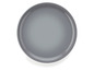 Ein grauer Teller.