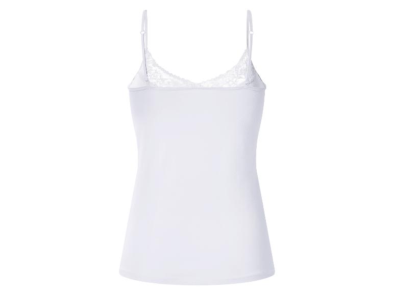 Weißes Damen-Spaghettiträger-Top mit Spitzenbesatz, Rückansicht