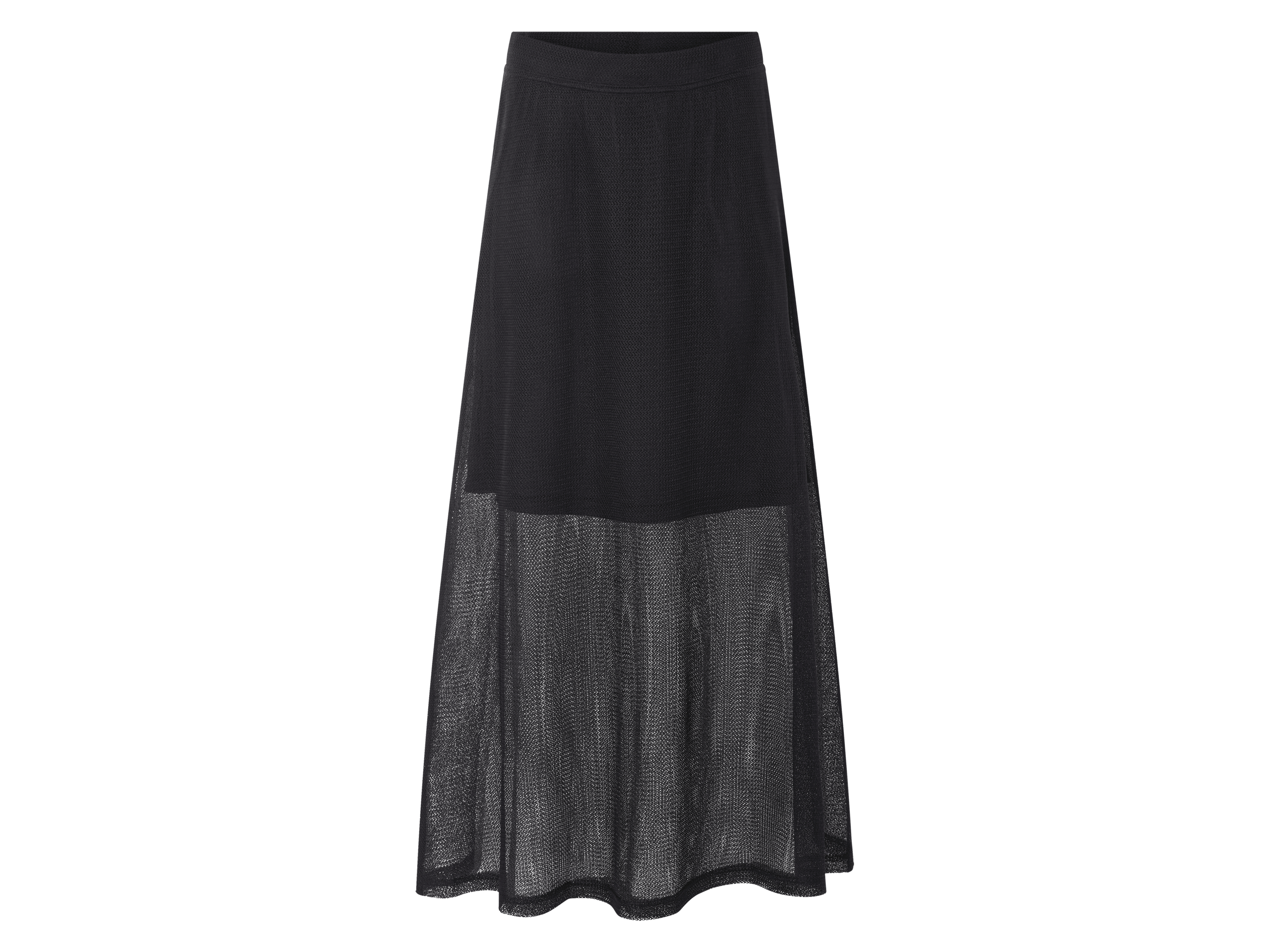 ESMARA® Damen Maxirock, mit blickdichtem Unterrock (Schwarz, S(36/38))