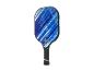 Pickleball-Schläger mit blau-weißem abstraktem Design, schwarzer Griff