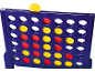 Vier gewinnt Spiel mit gelben und roten Spielsteinen in einem blauen Raster.